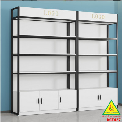 Kệ trưng bày sản phẩm, hàng hóa , kệ trang trí khung sắt mặt gỗ KST427- NỘI THẤT LẮP RÁP VIENDONGADV