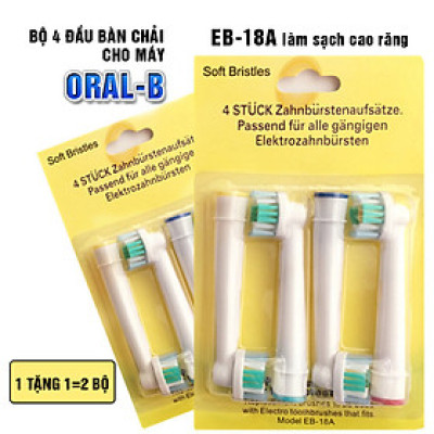 Cho máy Oral B Braun, EB-18A Pro White 3D set (4 chiếc/vỉ), Bộ 4 đầu bàn chải đánh răng điện Minh House