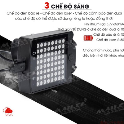 Đèn Đuôi Xe Đạp Led Xi nhan A112 64 bóng led với màn hình đa hiển thị nhiều mẫu dung lượng 650mAh có remote không dây Mai Lee 
