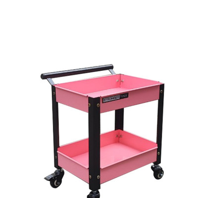Xe đẩy dụng cụ mini 2 tầng có tay nắm thép sơn tĩnh điện