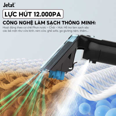 Máy giặt sofa cầm tay đa năng Jetzt G3, làm sạch toàn diện, lực hút 12.000PA - Hàng chính hãng
