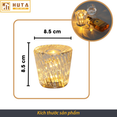 Đèn Bàn Led Quầy Bar HUTA PLCOC Cao Cấp Sang Trọng Pin Sạc Tích Điện, Ánh Sáng Vàng Trang Trí Bàn Ăn, Nhà Hàng, Lounge, Sự Kiện