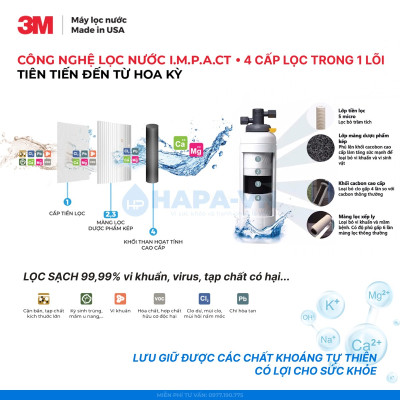 [SIÊU TỐC] Máy Lọc Nước 3M BREW120-MS Công nghệ NANO 3M, Không Dùng Điện - Hàng Chính Hãng 3M, Nhập Khẩu Mỹ