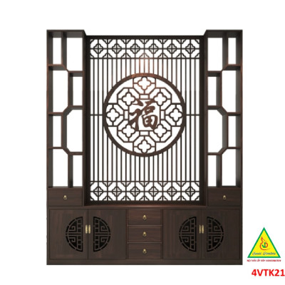 Vách ngăn phòng khách, vách ngăn tủ kệ bằng gỗm bình phong tranh 4VTK21- NỘI THẤT LẮP RÁP VIENDONGADV