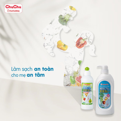 Nước rửa bình sữa, núm ty và rau củ qủa Chuchu Baby