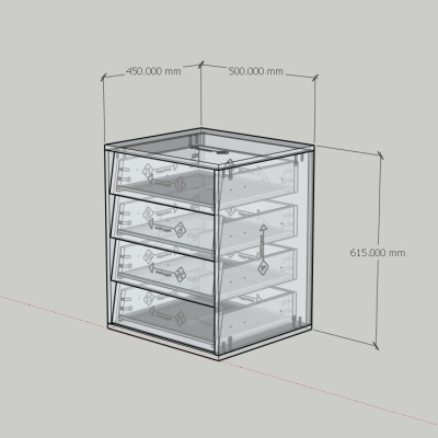 HAPPY FURNITURE , Tủ lưu trữ 4 ngăn kéo - CALYN , THK_311 , 50cm x 45cm x 62cm DxRxC