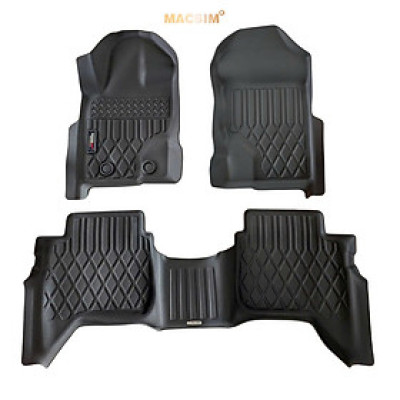 Thảm lót sàn xe ô tô sd Ford Ranger/ Ford Raptor 2012-2021 Nhãn hiệu Macsim chất liệu nhựa TPE cao cấp màu đen