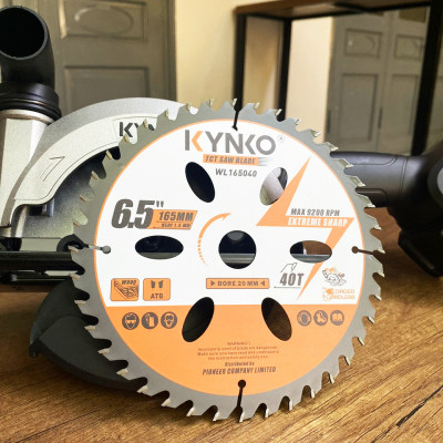 Lưỡi cưa gỗ siêu mỏng cho máy pin 40 răng đường kính Ø 165mm KYNKO WL165040