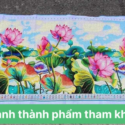 Tranh thêu kín Hoa sen MN0260, kích thước 150 x 66 cm