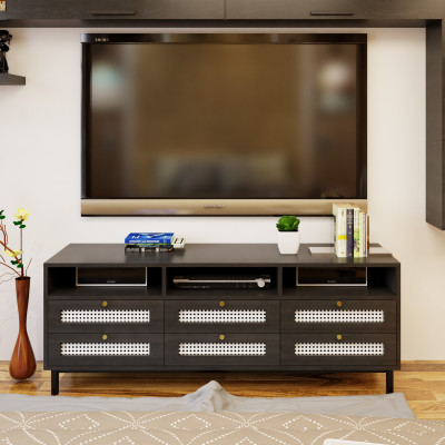 [Happy Home Furniture] ROTAN, Kệ TV 6 ngăn kéo - chân sắt , 150cm x 40cm x 57cm ( DxRxC), KTV_034