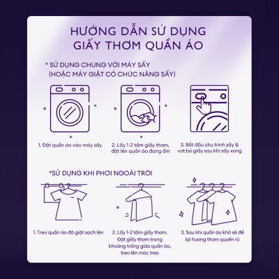 Giấy Thơm Arfum Dùng Cho Máy Sấy Làm Mềm Vải Và Chống Tĩnh Điện , Khử Mùi Tủ Giày, Tủ Quần Áo (60 Tờ/ Hộp)