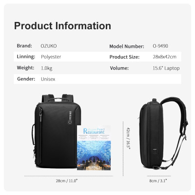 Túi đeo chéo OZUKO chất liệu cứng cáp kháng nước có cổng USB chống trộm tiện lợi cho nam