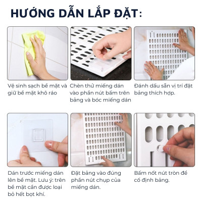 Kệ giá bảng treo tường DandiHome trang trí pegboard để đồ decor bàn học, phòng bếp, nhà tắm, đã kèm đầy đủ phụ kiện, có thể dán kính không cần khoan đục