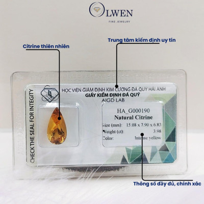 Viên đá thạch anh vàng ( citrine ) thiên nhiên  HA_G000190