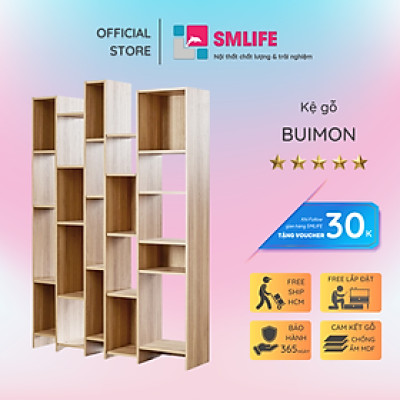 Giá sách bằng gỗ trang trí gia đình SMLIFE Buimon