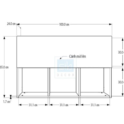 Tủ Sách Văn Phòng Treo Tường 3 Ngăn Có Cánh Tundo CTKT706 KT 100x65x24cm