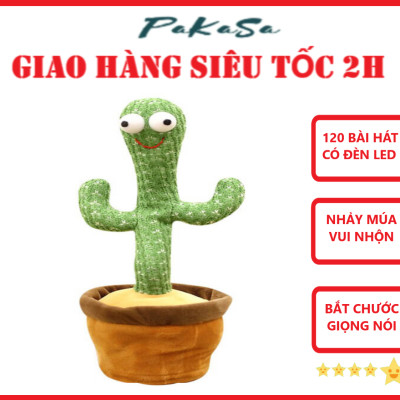 Cây Xương Rồng Nhảy Múa , Uốn Lượn , Biết Hát , Biết Nhại Tiếng , Có Đèn Led Dễ Thương - Hàng Chính Hãng