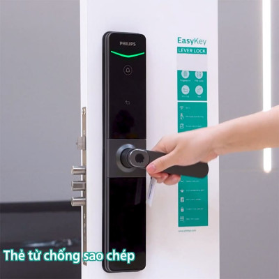 Bộ khóa cửa thông minh Gateway điều khiển từ xa, vân tay, thẻ từ, mật khẩu và chìa cơ Philips DDL610-5HBS - Hàng nhập khẩu