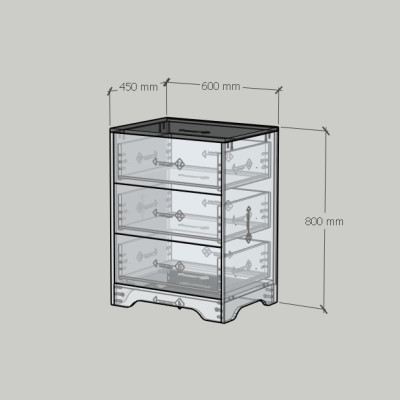HAPPY FURNITURE , Tủ lưu trữ 3 ngăn kéo - SAFA , THK_328 , 60cm x 45cm x 80cm DxRxC