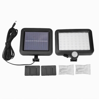 Đèn năng lượng mặt trời cảm biến chuyển động 56 LED siêu sáng pin tách rời chống nước ngoài trời kèm cáp nối 5m - Hàng chính hãng