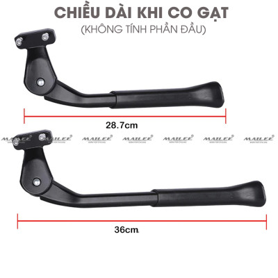 Chân chống xe đạp điều chỉnh bằng hợp kim nhôm LGA-28 lắp đặt tại vị trí 2 lỗ chờ hỗ trợ bên hông (như hình) cho xe đạp địa hình MTB/xe đạp gập/xe đạp điện bánh 20-29 inch, chiều dài điều chỉnh 33 - 40 cm - Mai Lee