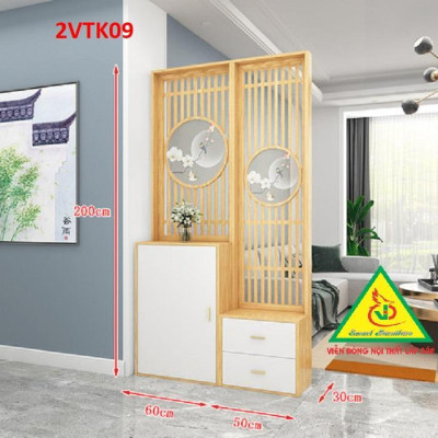 Tủ kệ trang trí kiêm vách ngăn phòng khách , nhà bếp 2VTK09 - Nội thất lắp ráp Viendong Adv