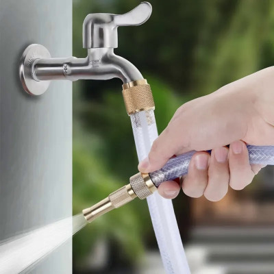 Đầu vòi xịt KG98 tăng áp lực nước đa năng mini bằng đồng, vòi rửa xe, rửa sân, tưới cây, làm vườn - Hàng chính hãng