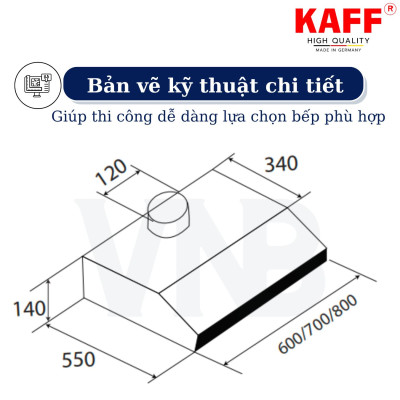Máy hút mùi âm tủ inox phối kính cảm ứng 700mm KAFF KF-788I - Hàng Chính Hãng