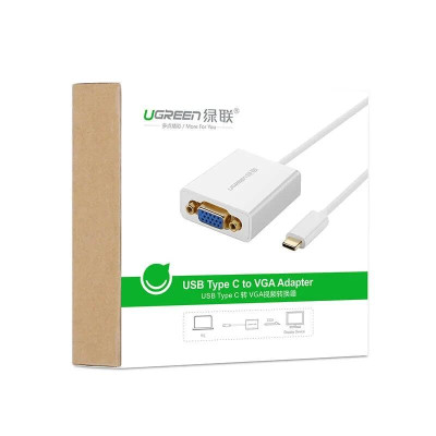 Ugreen UG4027440274TK 15CM màu Trắng Bộ chuyển đổi TYPE C sang VGA vỏ bọc nhựa ABS - HÀNG CHÍNH HÃNG