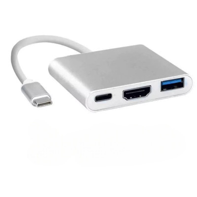 Hub Type C 3 trong 1 to HDMI 4K dùng cho máy tính laptop, Cáp chuyển đổi type C sang HDMI, USB,Cổng chuyển đổi Type C - Hàng chính hãng