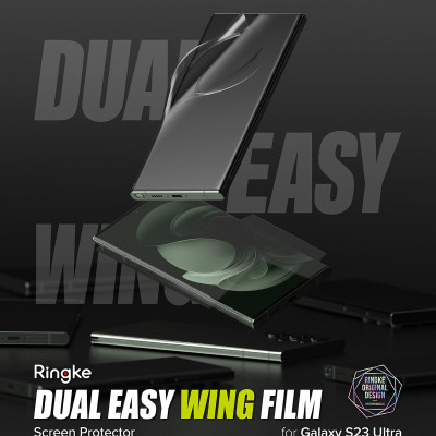 Dán màn hình dành cho Samsung Galaxy S23 Ultra Ringke Dual Easy Film Wing (Hộp 2 miếng) - Hàng Chính Hãng