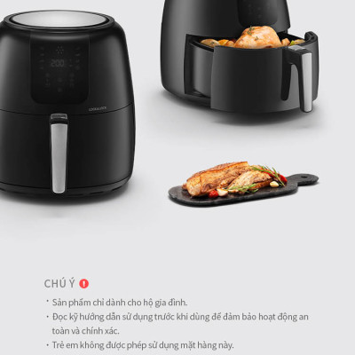 Nồi Chiên Không Dầu Điện Tử Lock&Lock EJF296BLK (7.2 Lít) - Kèm Chảo Nướng - Hàng Chính Hãng