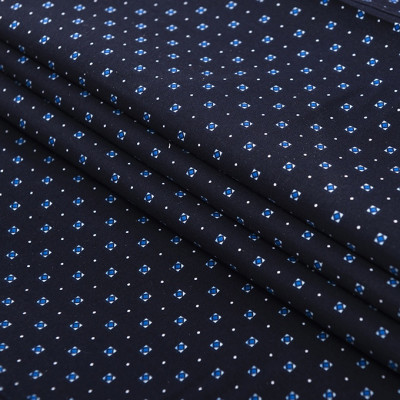 Áo Sơ Mi Nam Công Sở Trung Niên Ngắn Tay Xanh Tím Than thương hiệu Anton Vải Cotton Họa Tiết Hoa Nhí – Y809