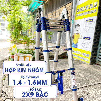 Thang nhôm rút đôi DIY TL-AI-56S chiều cao sử dụng tối đa chữ A 2.8m chữ I 5.6m - tiêu chuẩn chất lượng an toàn Châu Âu