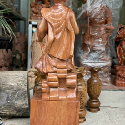 Tượng trần quốc tuấn nhà một nhà quân sự nỗi lạc bằng gỗ hương đá kt cao 80×26×20cm