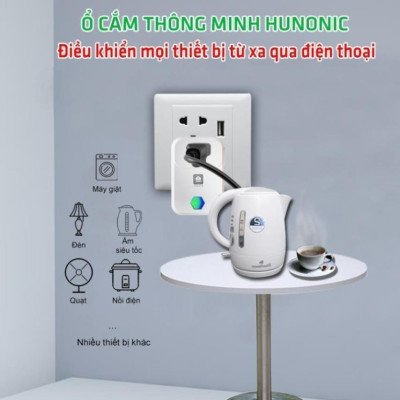 Ổ cắm Wifi Hunonic SK01 điều khiển mọi thiết bị từ xa bằng điện thoại, Hẹn giờ tự động, Chia sẻ người dùng, BH 12 tháng.