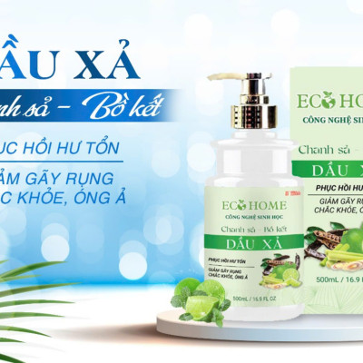 Dầu Xả Chanh Sả Bồ Kết Công Nghệ Sinh Học-ECOHOME Kim Ngân Store Giúp Phục Hồi Tóc Hư Tổn, Giảm Gãy Rụng Tóc Chai 500ml
