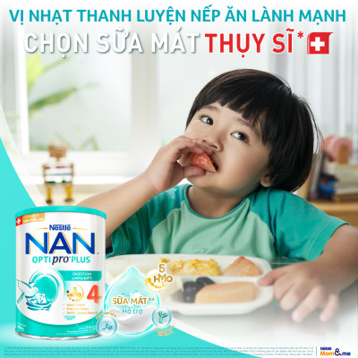 Sữa bột Nestlé NAN OPTIPRO PLUS 4 800g/lon với 5HMO Giúp tiêu hóa tốt + Tăng cường đề kháng  - Bé 2-6 tuổi