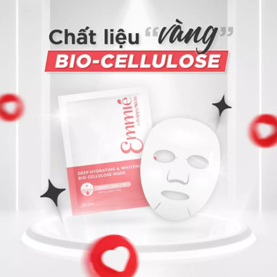Hộp 10 miếng Mặt Nạ Sinh Học Làm Trắng & Cấp Ẩm Sâu Deep Hydrating & Whitening Bio-Cellulose Mask Emmié by Happy Skin
