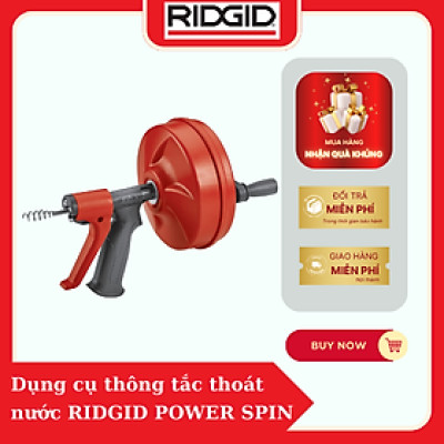 Máy Thông Tắc quay tay cho ống thoát nước  RIDGID POWER SPIN (57043) với AUTOFEED số 1 tại Mỹ