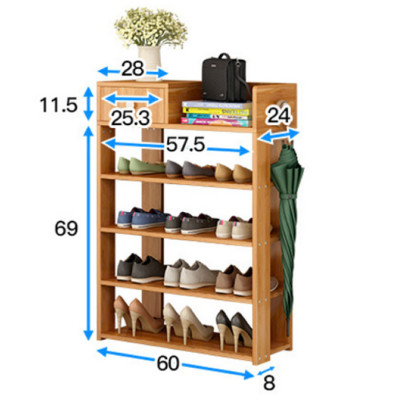 Kệ giày bằng gỗ, A240 kiểu đứng 5 tầng, cao 80cm x rộng 60cm x sâu 24cm, gỗ tự nhiên được xử lý chống mối mọt