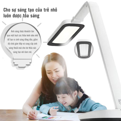 Đèn bàn học bảo vệ mắt Philips LED RobotPlus DSK601 RD 13W ánh sáng trung tính 4000K, 4 cấp độ sáng