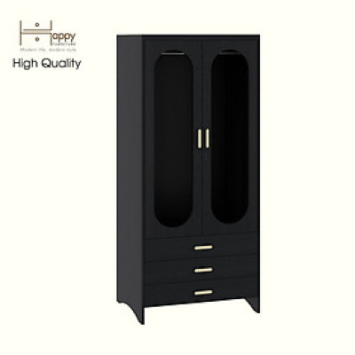HAPPY FURNITURE , Tủ lưu trữ 2 cửa kính 3 ngăn kéo - CHEVY, TLT_050 , 80cm x 59cm x 180cm DxRxC
