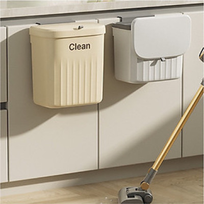 Thùng rác treo tủ bếp nhà vệ sinh treo tường nhà tắm đa năng CLEAN thiết kế nắp lật thông minh size lớn 12L kèm móc treo - giao màu ngẫu nhiên