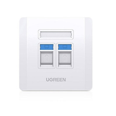 mặt nạ mạng âm tường màu trắng LAN 1 cổng RJ45 và 1 cổng RJ11 telephone hình vuông 86 mm x 86 mm Ugreen 144MN80182NW RJ45 - RJ11 hàng chính hãng