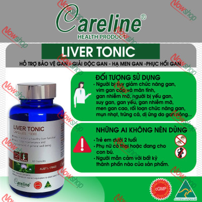 Liver Tonic 13000mg Careline hộp 60 viên cải thiện chức năng gan giúp giải độc mát gan hạ men gan