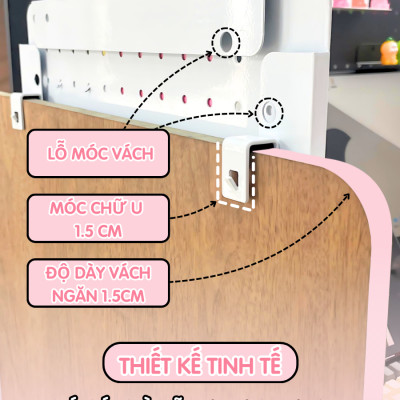 Bảng lỗ Pegboard kim lọai Dola Home móc vách ngăn văn phòng làm việc, móc cửa sổ KHÔNG khoan tường