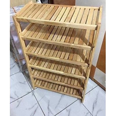 Kệ Giày Dép 6 Tầng Dài 63cm Gỗ Cao Su 
