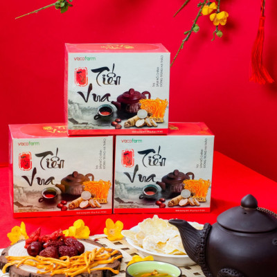 Trà sâm bố chính đông trùng hạ thảo Tiến Vua VacoFarm (10 túi/ hộp) - Bồi bổ và thanh lọc cơ thể