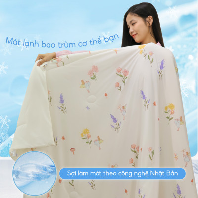 [CHĂN HÈ MÁT LẠNH] Mền lạnh I Cool Advance NIN House NM8032 2mx2m2 khủng long xanh | Chần Ice Silk lạnh như tencel, Chăn điều hoà nhiều độ